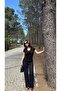 Women's Black Degaje Collared Blouse Pants Soft Modal Cotton Set - 3