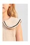Girl's Beige Baby Collar Heart Pocket Detailed Blouse and Pants Set - 4
