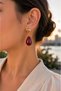 Burgundy Drop Stone Gold Detailed Dangle Earrings for Women Stylish Evening Dress Daily Combination - 3