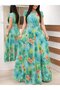 Women's Short Sleeve Crew Neck Polka Dot Maxi Knitted Crepe Dress