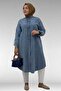 68024 Plus Size High Collar Tencel Denim Shirt - Snow Wash Ice Blue