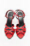 Heels 2624 - Red Women's Heels with Thin Cross Strap Detail - 4