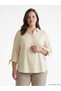 Lcw Grace Khaki Striped Collar Striped Linen Blend Women's Shirt - 2
