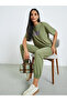 Green Printed Longline T-Shirt and Cuffed Joggers Co-Ords