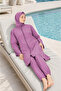 Dusty Rose Full Covered Hijab Swimsuit Set with Zipper, Flexible Fabric, 3 Piece Set - 3