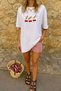 Women's Oversize T-Shirt Cherry Mood Printed White – Crew Neck, Comfortable Fit, 100% Cotton - 6