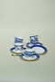 Blue New Bone 6-Person Coffee Cup Set Turkish Coffee Presentation Set