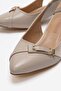 Women's Open-Back Galvanized Pointed-Toe Heeled Shoes with Stone Buckle; Ten Kirişik - 3