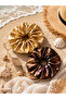 Women's Elastic Set of 2 Colorful Fabric Bagel Scrunchie Clips - 3