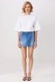 Women's Shorts Skirt High Waist Double Breasted Closure Denim Fabric Lightly Stretchy Mini Length Tube Leg Straight Pattern - 4