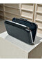 Black Patent Leather Women's Evening Bag Model, Featuring a Stone-Embellished Handle, It Offers a Stunning Aesthetic That Flawlessly Showcases Premium Elegance and Modern Design at Your Wedding, Engagement, or Graduation Events. - 8