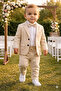 Flared Linen Casual Jacket Suit/Shirt Pants Jacket Bow Tie (Ay Grubu Zibinli) - 7