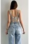 Women's Linen Lace-Up Corset Bustier - 5