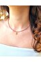 Pink Rhodonite Natural Stone Necklace |   2 mm Polar Star Detailed - 3