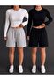 Shorts 2 Pieces Black Gray Shorts Daily Use