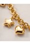 Gold Charm Bracelet with Heart and Moon Figures - 3