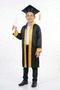 Children's Primary School Black Graduation Gown and Cap Set with Gold Stripe