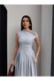 Wide Flared Skirt Fitted to Waistline Pin-Ter Brand Equivalent Midi Length Long Design Boat Neck Bell Chic Dress - 2