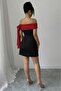 Women's Madonna Collared Ribbon Detailed Short Imported Crepe Dress - 6