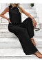 Women's Zero Sleeve Crew Neck Back Tie Aer8Bin Blouse and Trousers Double Suit