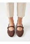 Women's Brown Single Strap Soft Sole Stylish Comfortable Daily Ballet Shoes - 3