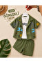 California Printed 3-Piece Shirt and Shorts Set
