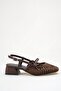 Belva Mesh Knitted Bow Detailed Short Block Heeled Women's Shoes - 5