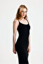 Black Strappy Long Straight Dress - 6