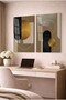 Beige and Gold Geometric Patterned Abstract Decorative Glass Painting Set of 2 - Office and Home Painting - 2