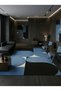 Sdt Minimalist Modern Abstract Patterned Black Blue Stylish Woven Base Decorative Carpet Sdt1377