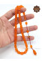 Orange 11 X 8 mm Special System Tasseled Capsule Cut Amber Prayer Beads 201025510 - 2