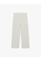 Cotton Pocketed Straight Wide Leg Embroidered Trousers - 3