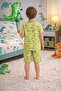 Boys' Cotton Striped Printed Short Sleeve Shorts Pajama Set - 4