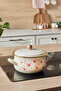 Heart Detailed Pink Love Enamel Pot 18 cm
