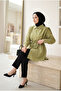 Women's Shoulder Wrap Shawl-Look Lace-Up Tunic - 6