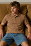 Men's Relaxed Fit Short Sleeve Coffee Polo Collar T-Shirt