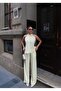 Women's Halter Neck Blouse and Wide Leg Pants Casual Summer Fabric Two-Piece Set