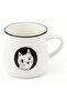 White ceramic porcelain mug with black cat print and rim 100ml