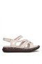 D26Ys-2740 Women's Genuine Leather Flat Sandals Cream - 2