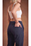Women's Navy Blue Elastic Cuffed 3-Pocket Zippered Parachute Sweat-Wicking Trousers with Back Pockets - 3