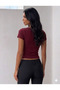 Cotton Soft Textured Ribbed Camisole Short Sleeve Square Neck T-Shirt - 3