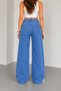 Lycra Women's Light Blue Wide Leg Palazzo Jean Trousers High Waist Loose Leg Casual Denim Trousers - 5