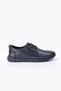 Dekosa Navy Blue 100% Genuine Leather Orthopedic Casual Men's Shoes