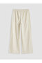 Two Mt Shop Quality Lcw Modest Ecru Linen Blend Plain Standard & Regular Wide Leg Women's Trousers - 6