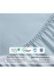 ® 3 Piece Fitted Sheet Set 200x200cm with 2 Pillow Cover, Super King, Sky Blue - 5