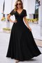 Women's V-Neck Graceful Touch Lace Sleeve Long Crepe Dress - 2