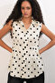 Women's Waist-Slit Polka Dot Shirt 20395 - Ecru - 4