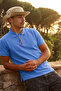 Men's Buttoned Loose A.Blue Polo Collar T-Shirt - 5