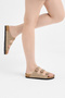 Women's Beige Comfortable Fit 3 Buckle Strap Slippers - 6