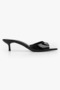 Women's Saint Black Patent Leather Mini Heeled Slippers - 4